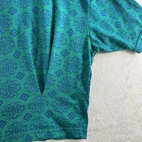 Vtg 80s Pasta M Crop Top Pleated Detail Short Sleeve Grunge Punk Retro Cottage Blue Size M