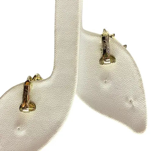 Vintage Coro Retro Blue Green Teal Square Clip On Earrings Gold Tone Old Money