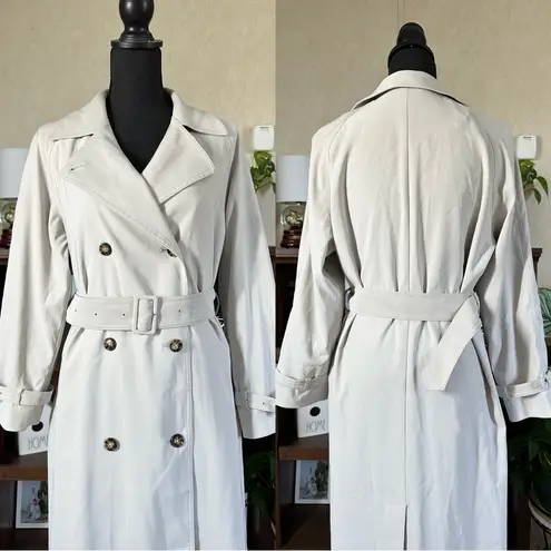 L.L. Bean Women’s Long Trench Coat Classic Double Breasted Belted in Beige SP Gray Size undefined