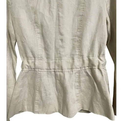 Willi Smith Khaki Linen Tie Waist Tailored Blazer 4