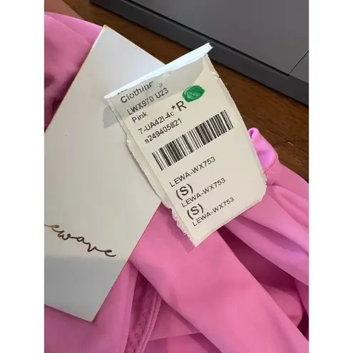 Lovewave Pink Strapless One Piece Swimsuit SMALL Cutout Monokini Cheeky $128 NEW