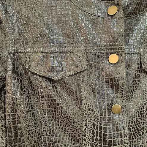 Ruby Rd. Faux Alligator Moto Jacket Snap Button Front