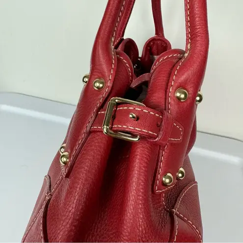 Dooney & Bourke Vtg  Red Leather Satchel Shoulder Bag Charm Logo Lock