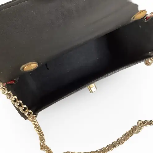 Faux Croc Leather MC Purse Black