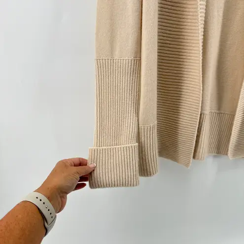 Vince 100% Cashmere $625 Wide Collar Cardigan Sweater Ribbed Trim Camel Medium Tan