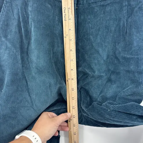 LL Bean Pants 14 Reg Women Corduroy Pleated Front Wide Leg Blue Size 14P