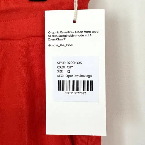 Mate the Label NWT  Red Organic Terry Classic Jogger - XS