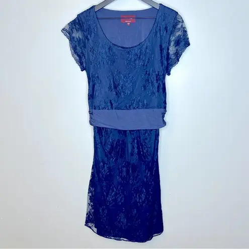 Tiffany Rose April Navy Lace Maternity Nursing Dress Size 6 Blue