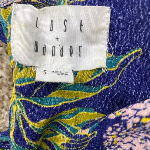 Lost + Wander Blue Floral Chic Boho Blouse