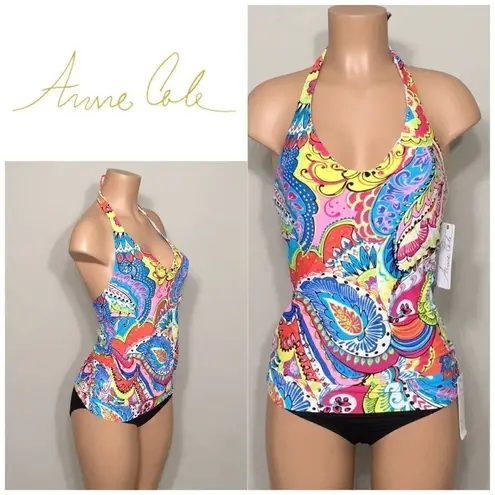 Anne cole New. multicolored tankini. XS-top/S-bottoms