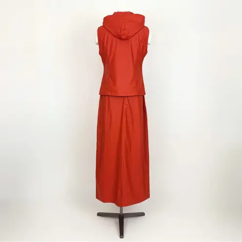 Vintage 90’s Coated Nylon Quilted Coord Top & Skirt in Red