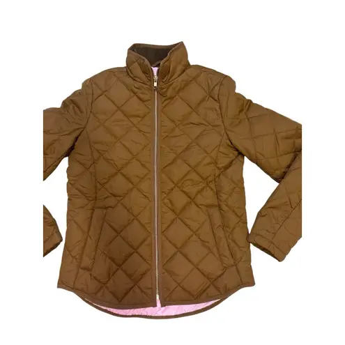 J. Crew Women’s Tan Brown Pink Lightweight Quilted Puffer Zip Up Jacket Size XXS