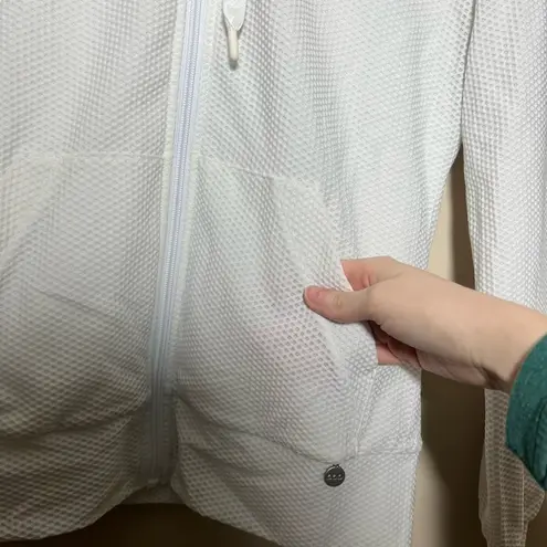 White Textured Athletic Zip Up