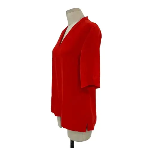 LK Bennett L.K. Bennett Vesta V Neck Top in Cardinal Red Size US 4