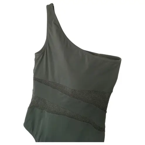 Carmen Marc Valvo Swimsuit Womens 14 One Shoulder Mesh One Piece Padding Green
