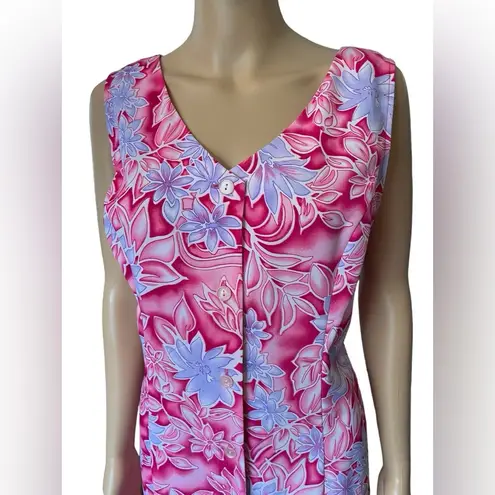 Sag Harbor Vintage 90s Pink Cottagecore Boho Tropical Floral Button Up Max Dress