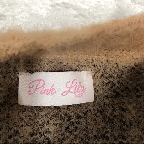 Pink Lily  Animal Print Cold Shoulder Sweater womens Large very soft cheetah