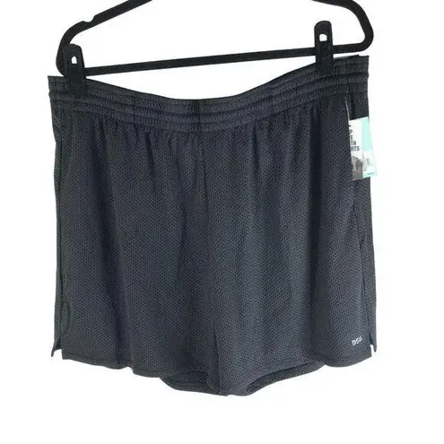 DSG Womens Mid Rise Shorts Moisture Wicking 7" Mesh Shorts Black L Size L