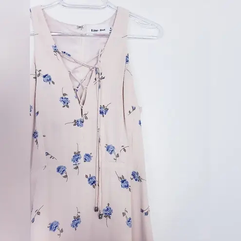 Line and Dot Floral Dress Mini Spring Tassel Flirt