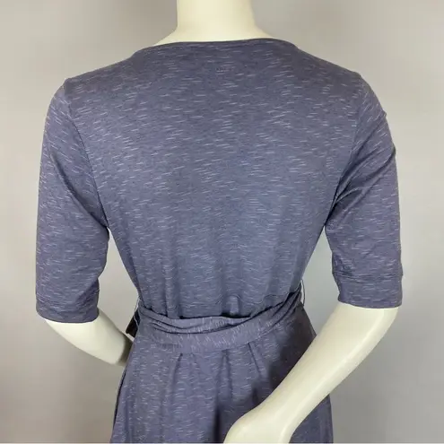 Toad & Co Dress Cue Wrap Style Organic Cotton Tencel Spandex Medium Tie Waist Purple