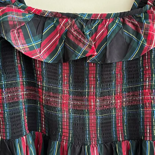 Vineyard Vines  Apres Tartan Ruffle Midi, Green/Red Gingham, Size Small, Holiday