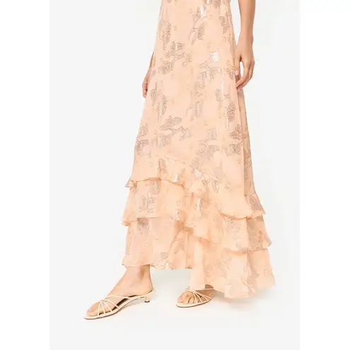 Cami NYC Esmeralda Metallic Chiffon Maxi Dress in Light Peach Size 4 Gently Used
