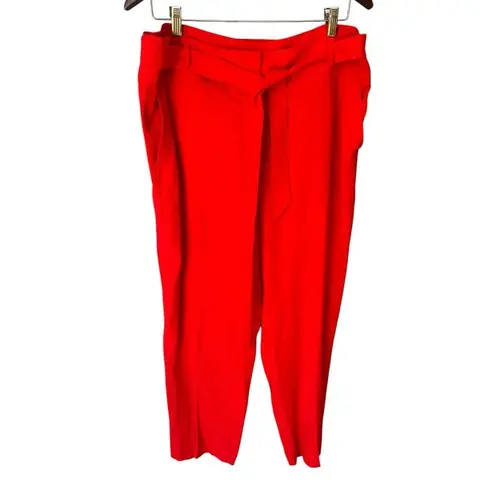 Veronica Beard Faxon Belted Trousers in Cherry Red 16