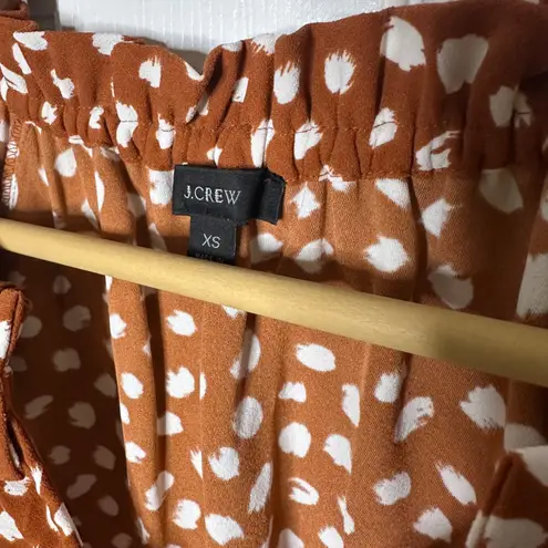 J. Crew Drapey Ruffleneck Top in Brushstroke Printed 365 Crepe XS Orange