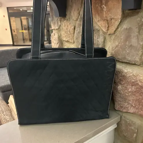 Mary Kay Black Textured Fabric Tote Bag with Wide Base