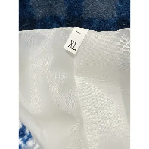 None Check Plaid Lightweight Coat Jacket Button Front Pockets White Blue Women's XL