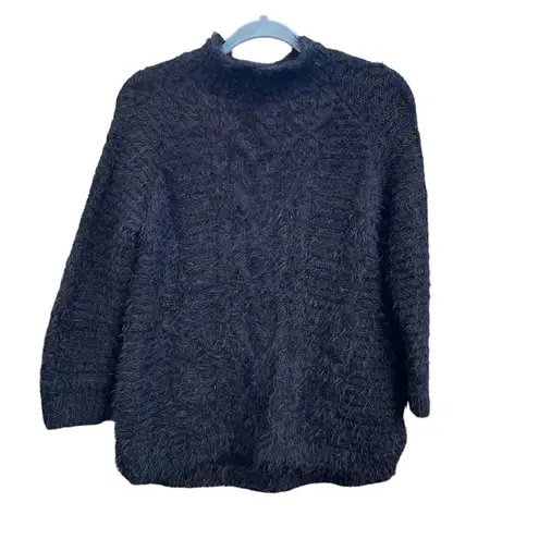 Caslon  BLACK MOCK NECK FUZZY SWEATER