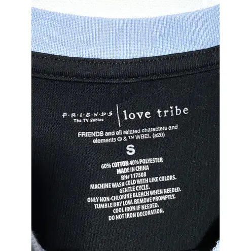 Love Tribe Friends TV Show Graphic Black Shirt Womens S Stretch Y2K 90s Comfy