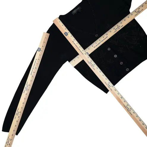 Karen Kane Vintage Black Beaded Merino Wool Cardigan Sweater Small Hong Kong