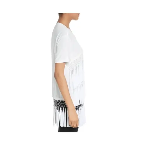 Opening Ceremony Lora Fringe Short Sleeve White Blouse Sz L