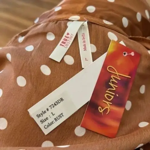 True Destiny  Midi Rust Dotty V Neck Dress Ladies Size Large