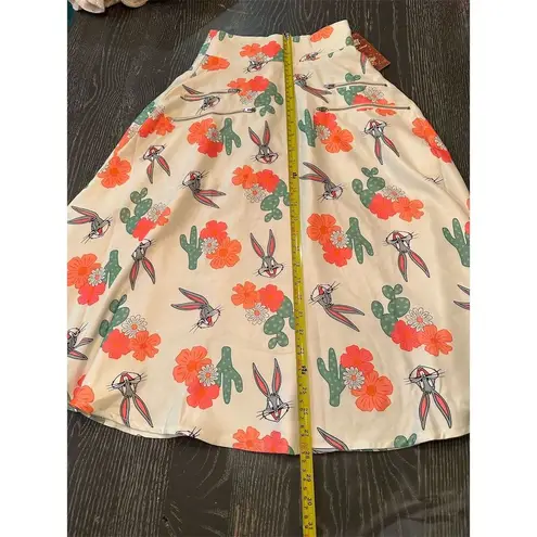 Unique Vintage Looney Tunes Bugs Bunny Cactus Midi Skirt XS Multicolor