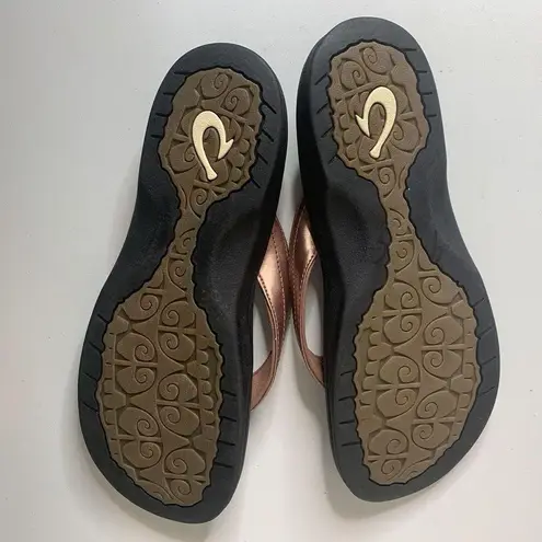 Olukai Rose Gold Pink Women’s Flip Flop Sandals Size 8