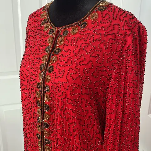 Laurence Kazar Laurence Kazan vintage red silk jacket.