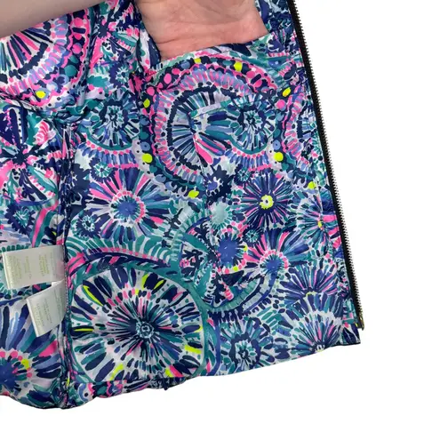 Lilly Pulitzer  Elana Puffer Down Vest‎ Black Medium Women's Quilted Zip Up EUC