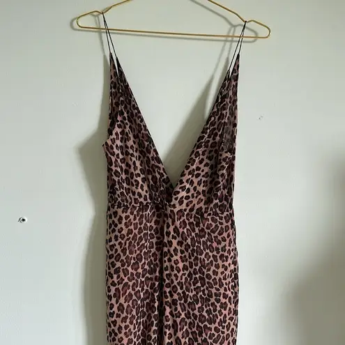 Jonathan Simkhai Leopard Print Tie Back Jumpsuit Size Medium Black