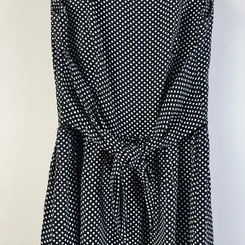 KC Spencer Polka Dot Vintage Maxi Dress Size 4 Small Tie Waist Black White