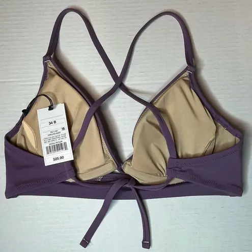 Shade & Shore  Dusty Purple Longline Cut Out Crisscross Bikini Top Size 34B New!