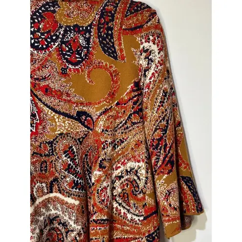 Moth by Anthropologie Women's Medium Retro Intarsia Paisley Blazer Mustard Gold