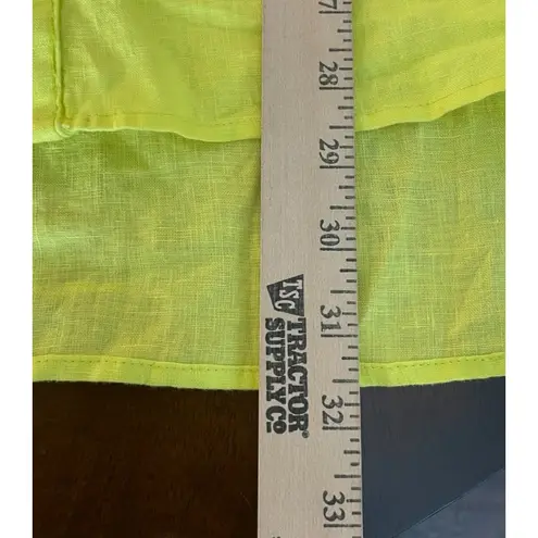 Ellen Tracy Ellen Tracy Womens XL Linen Chartreuse Shirt Top Tunic Preppy Breathable Boho