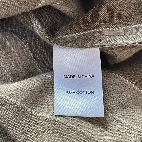 Drew 100% Cotton Raw Hem Crop Striped Button Tank Top Blouse Shirt Sz L