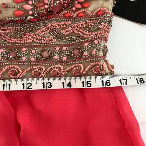 NEW VIVI TA Coral Embellished Prom Gown Dress Women's Size 14 Strapless Beaded