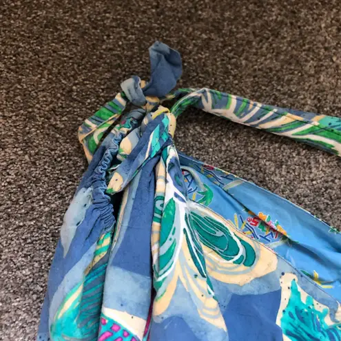 Jams World Vintage Floral Cotton Tie Tote Bag in Blue Tropical Floral One Size - Image 6