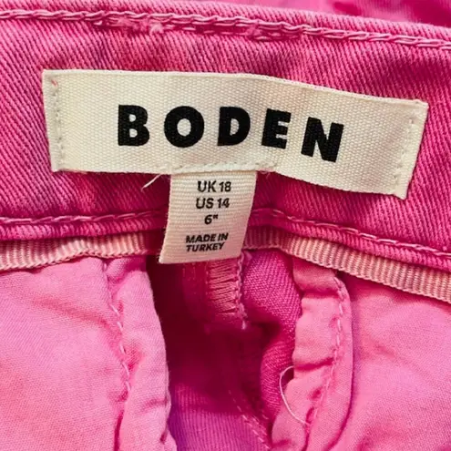 Boden Casual 100% Cotton Pleat Front Cuffed Relaxed Fit Shorts Pink Size 14 NWT