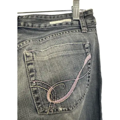 Flared Jeans Size 8 Long Lilac Design Back Pockets Cotton Denim Purple