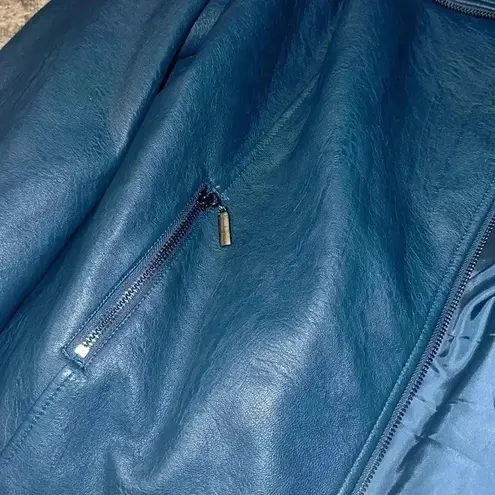 Alfani NWOT Women's Asymmetrical Zip Teal Faux Leather Jacket size 1X